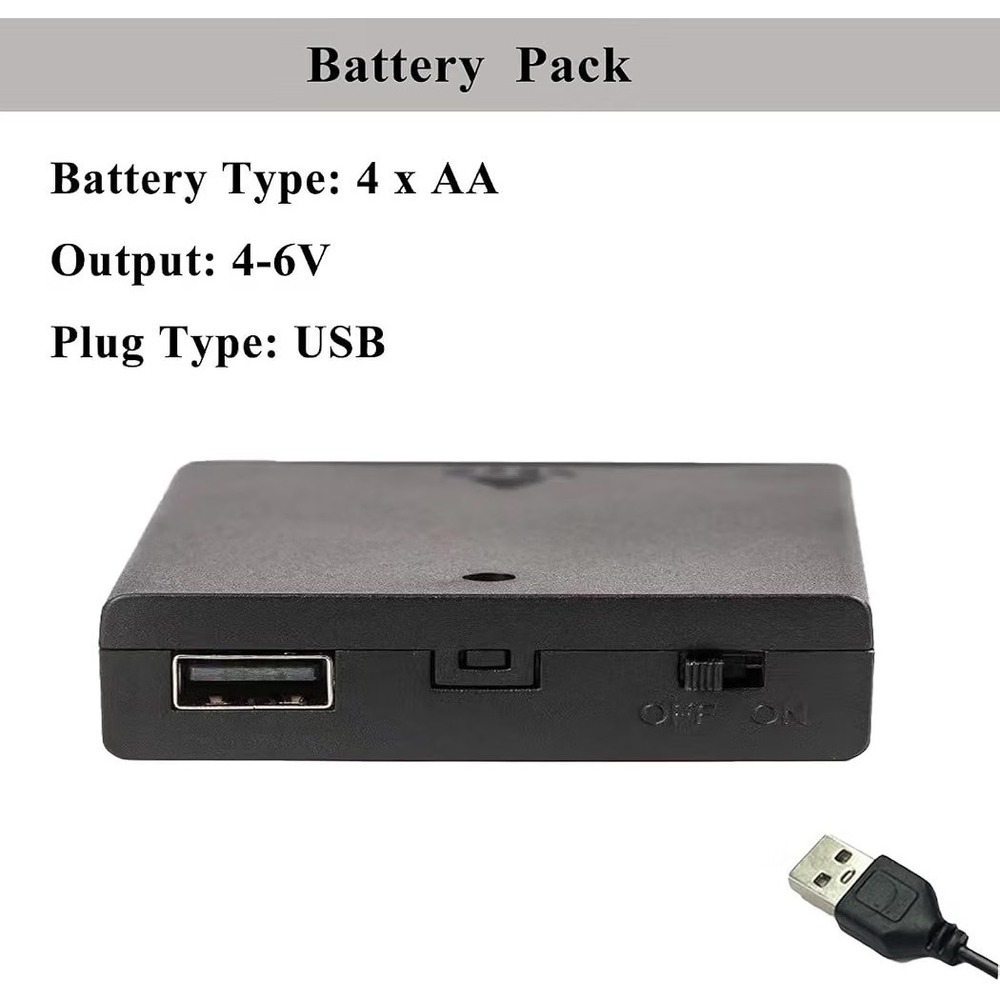 4 Pack 4 AA USB Battery Pack for LED Neon Signs, 4–6V Power Supply Converts U... - Picture 2 of 3